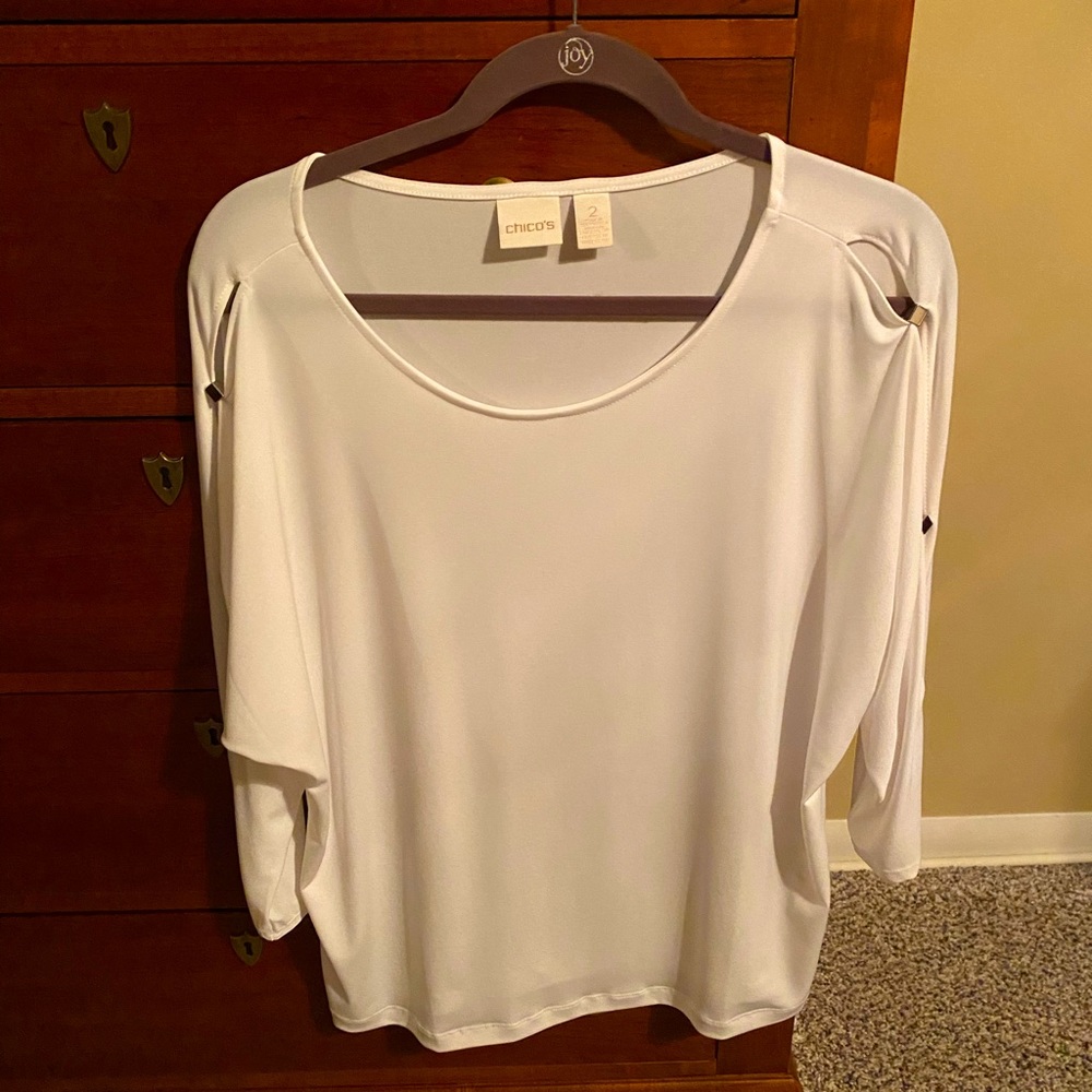 Chico’s white slit sleeve top